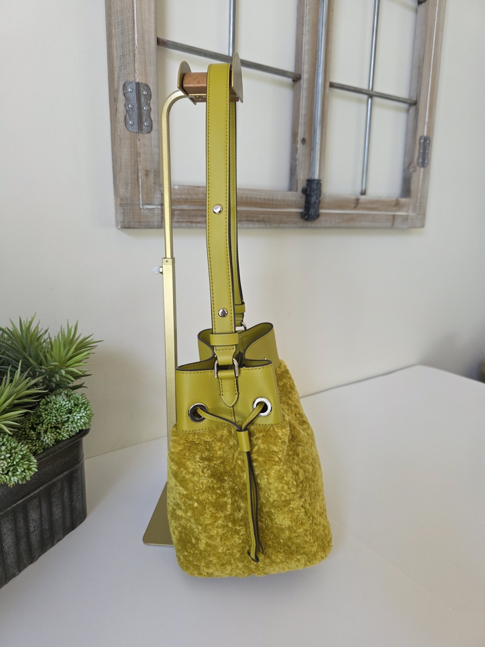 Kate Spade Yellow Shearling Bucket Bag - Picture 7 of 11